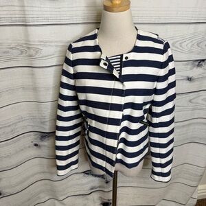 Banana Republic Navy and White Striped Blazer Jacket